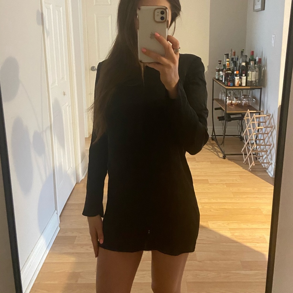 WILFRED FREE SILK BLACK MINI DRESS XXS